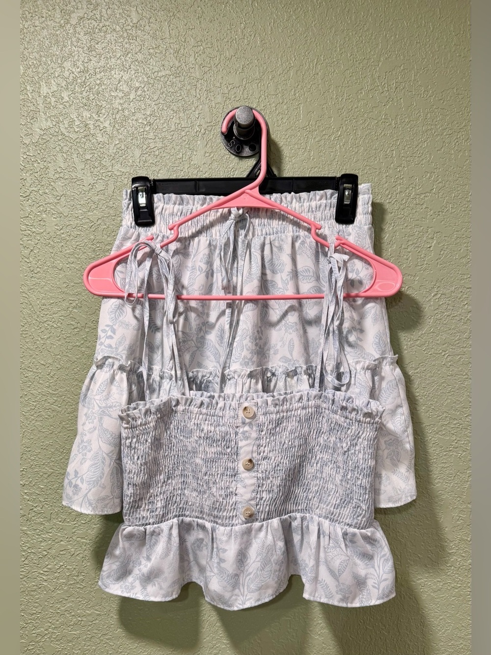 Paper Crane by anthropology Blue Floral Tank Top & Skirt Set Medium